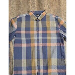 Cheap Monday Men's Long Sleeve Checkered Button Down Shirt Size Large